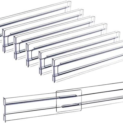 Acrylic Clear Drawer Dividers, Expandable 11-19'' Dresser Organizers Transparent Kitchen Drawer Organizer, Clear Plastic Drawers Separators for Clothing Kitchen Utensils and Office Storage 6 Pack