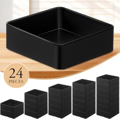 48 Pcs Stackable Drawer Organizer Trays Set, Plastic Drawer Organizers Black Multifunctional Stackable Trays for Vanity, Bathroom, Desk Office,2.95 x 2.95 x 1.1 Inches