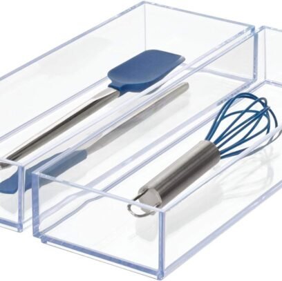 Clarity Drawer, Kitchen and Bathroom Organization Silverware, Spatulas, Gadgets, Large-Set of 2