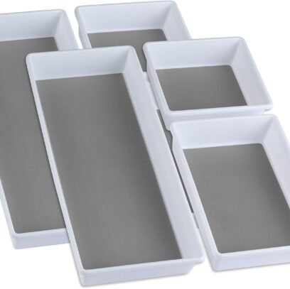 Drawer Organizers 3-Size | Kitchen, Desk, Junk Drawer Organization & Storage Tray [6 Pcs]