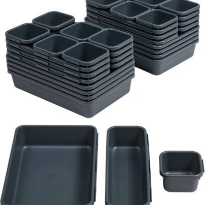 32 PCS Desk Drawer Organizers - Interlocking Tool Boxes with 3 Sizes, Office, Bathroom, Kitchen, Makeup