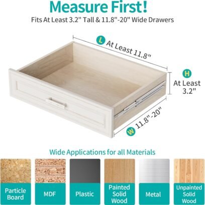 6 Pack Drawer Dividers Organizer, Adjustable 3.2" High Expandable from 11.8-20" Kitchen Stackable Drawer Organizer, Clear Plastic Drawers Separators, Kitchen and Office Storage
