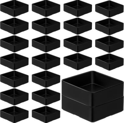48 Pcs Stackable Drawer Organizer Trays Set, Plastic Drawer Organizers Black Multifunctional Stackable Trays for Vanity, Bathroom, Desk Office,2.95 x 2.95 x 1.1 Inches